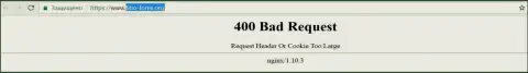 Официальный интернет-ресурс биржевого брокера Fibo Forex некоторое количество суток заблокирован и показывает - 400 Bad Request (ошибка)